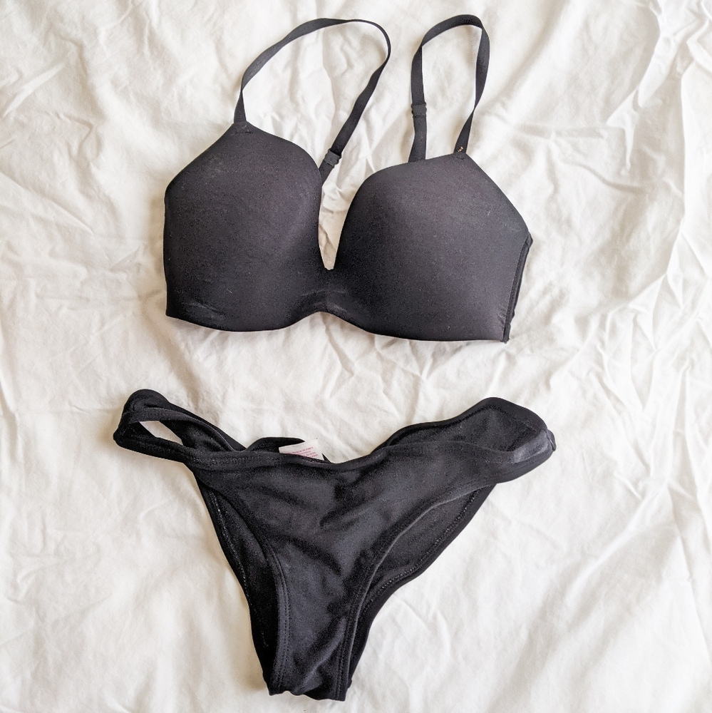 Sexy Black Scrunch Bikini Underwear & Bra